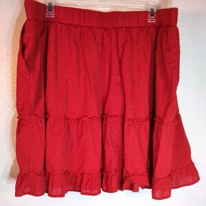 Torrid Mini Clip Dot Ruffled Tiered Mini Skirt Dark Orange Size 3x